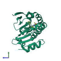 PDB entry 5j86 coloured by chain, side view.