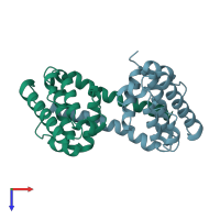 PDB entry 5j8e coloured by chain, top view.