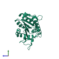 PDB entry 5j8j coloured by chain, side view.