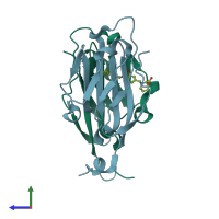 PDB entry 5j8o coloured by chain, side view.