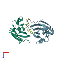 PDB entry 5j8o coloured by chain, top view.