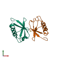 PDB entry 5j8p coloured by chain, front view.