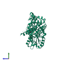 PDB entry 5j8q coloured by chain, side view.