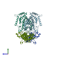 PDB entry 5j8r coloured by chain, side view.