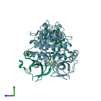 PDB entry 5j95 coloured by chain, side view.