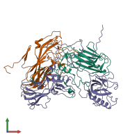 PDB entry 5j96 coloured by chain, front view.