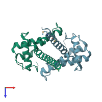 PDB entry 5j97 coloured by chain, top view.