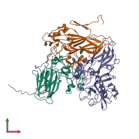 PDB entry 5j98 coloured by chain, front view.