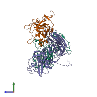 PDB entry 5j98 coloured by chain, side view.