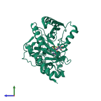 PDB entry 5j9a coloured by chain, side view.