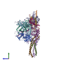 PDB entry 5j9u coloured by chain, side view.