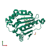 PDB entry 5j9x coloured by chain, front view.