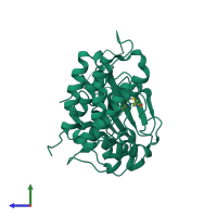 PDB entry 5j9y coloured by chain, side view.