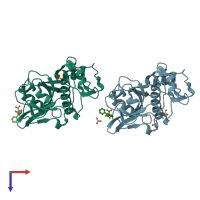 PDB entry 5ja7 coloured by chain, top view.