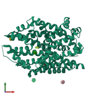 PDB entry 5jag coloured by chain, front view.