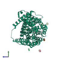 PDB entry 5jag coloured by chain, side view.