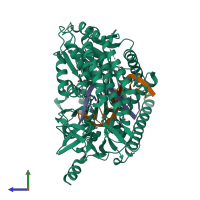 PDB entry 5jaj coloured by chain, side view.