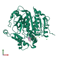 PDB entry 5jal coloured by chain, front view.