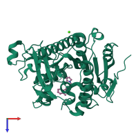 PDB entry 5jap coloured by chain, top view.