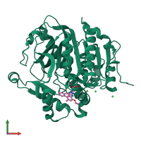 PDB entry 5jau coloured by chain, front view.