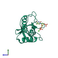 PDB entry 5jav coloured by chain, side view.