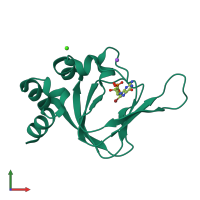 PDB entry 5jax coloured by chain, front view.