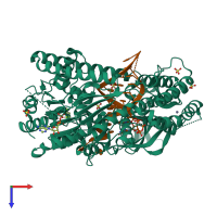 PDB entry 5jbg coloured by chain, top view.