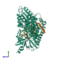 PDB entry 5jbj coloured by chain, side view.