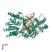 PDB entry 5jbj coloured by chain, top view.