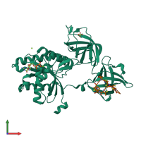 PDB entry 5jbq coloured by chain, front view.
