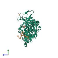 PDB entry 5jbq coloured by chain, side view.