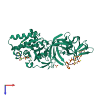 PDB entry 5jbq coloured by chain, top view.