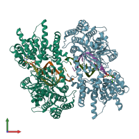 PDB entry 5jc3 coloured by chain, front view.