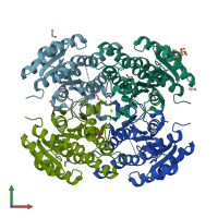 PDB entry 5jc8 coloured by chain, front view.