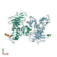 PDB entry 5jce coloured by chain, front view.