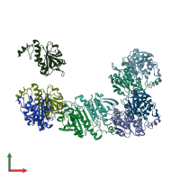 PDB entry 5jcg coloured by chain, front view.