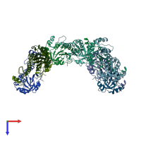 PDB entry 5jcg coloured by chain, top view.