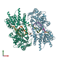 PDB entry 5jch coloured by chain, front view.