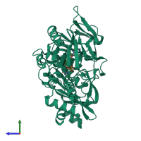 PDB entry 5jci coloured by chain, side view.