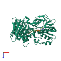 PDB entry 5jci coloured by chain, top view.