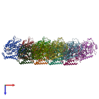 PDB entry 5jco coloured by chain, top view.