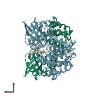 PDB entry 5jcp coloured by chain, side view.