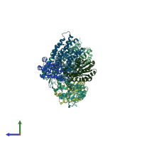 PDB entry 5jd3 coloured by chain, side view.