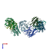 PDB entry 5jd3 coloured by chain, top view.