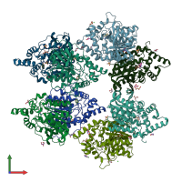 PDB entry 5jd4 coloured by chain, front view.