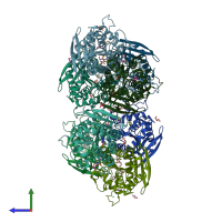 PDB entry 5jd4 coloured by chain, side view.