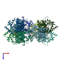 PDB entry 5jd4 coloured by chain, top view.
