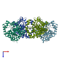 PDB entry 5jd5 coloured by chain, top view.