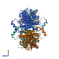 PDB entry 5jdc coloured by chain, side view.