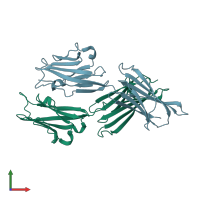 PDB entry 5jdr coloured by chain, front view.